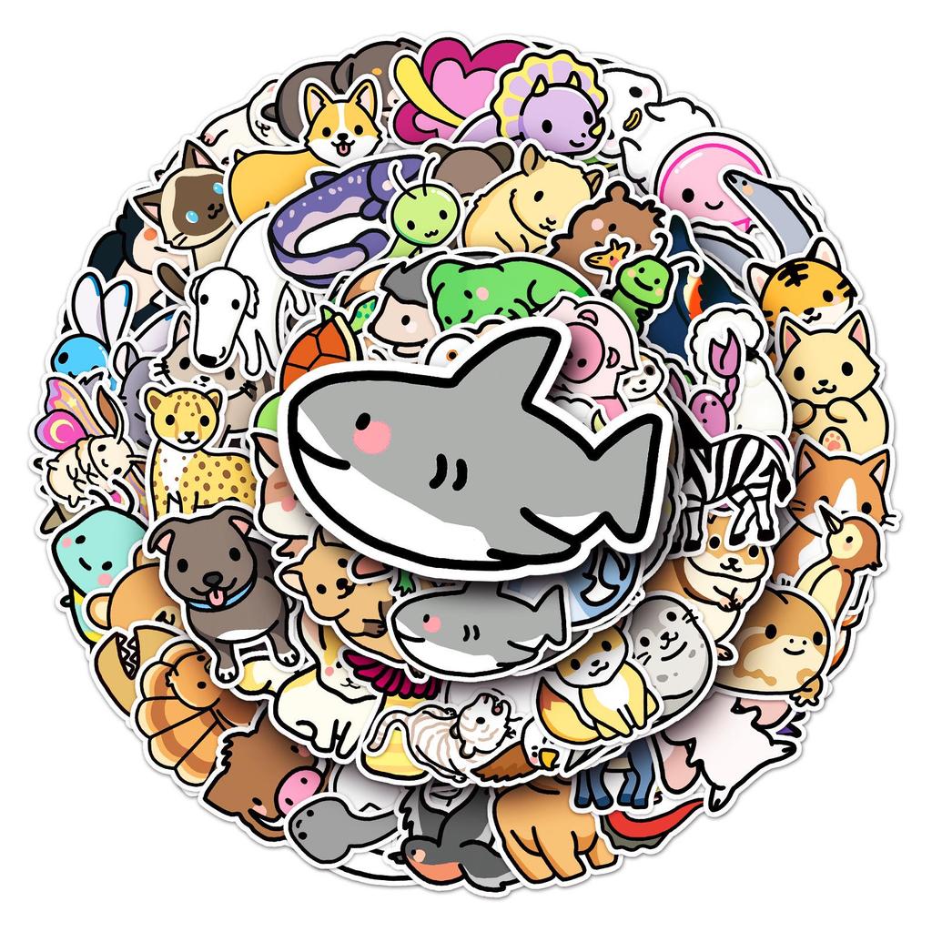 100 Cartoon Animal Stickers: Cute Waterproof Decorative Stickers for DIY Phone Cases & Journals