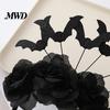 Photo Shoot Hairpiece Halloween Black Bat Headband for Women, Gothic Rose Boo Ghost Cosplay Hairband Adults Hair Accessories Festive, Party