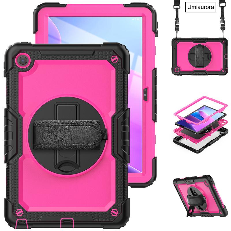 For Lenovo Tab M10 Plus 10.6" TB128FU 3rd Gen 10.1 Inch TB328FU X306F X606F Shockproof Rugged Tablet Case Hand Strap Stand Funda