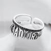 English Letter Ring Silver Color Metal Adjustable Opening Rings for Women Poker Alphabet Creative Finger Ring Men Trendy Jewelry