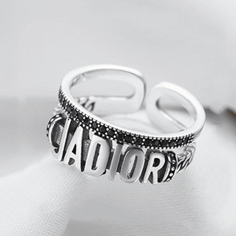 English Letter Ring Silver Color Metal Adjustable Opening Rings for Women Poker Alphabet Creative Finger Ring Men Trendy Jewelry