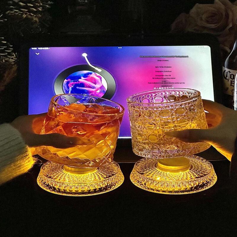 Rotating Whiskey Glass Set with Luminous Coaster