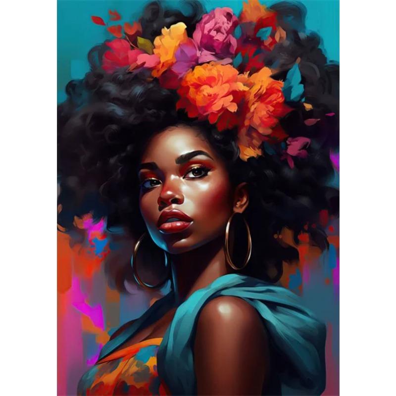 Beautiful African Woman Posters and Prints Canvas Painting Portrait Wall Art Pictures for Living Room Home Decoration No Frame