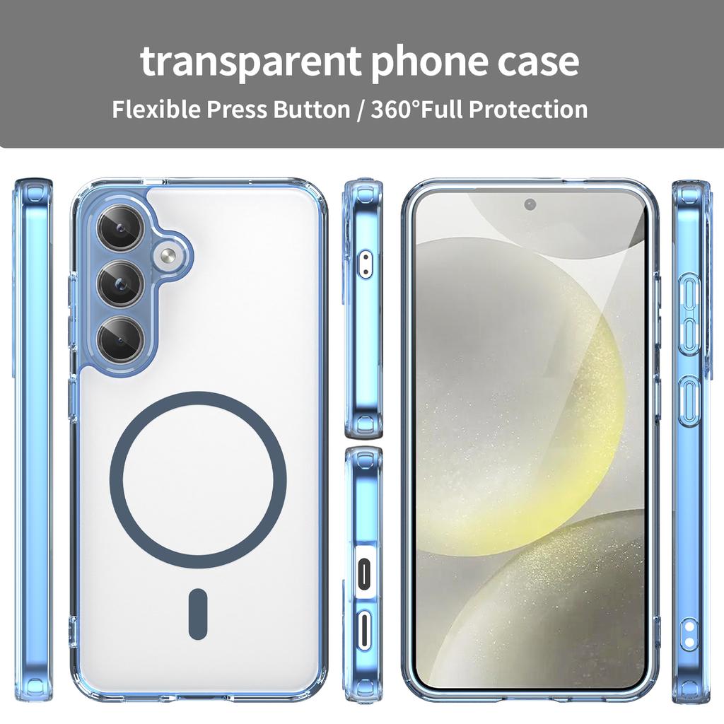 For Samsung Galaxy S24 Phone Case, Magnetic Shockproof Transparent Cover for Samsung Galaxy S24