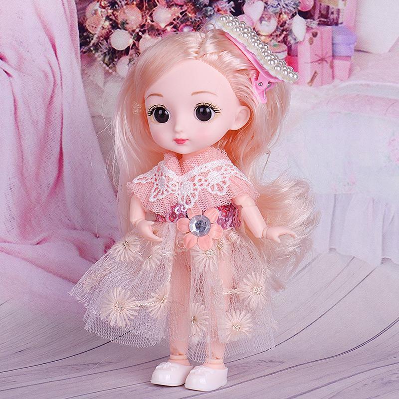 16 CM Mini Mobile 21 Bambole Snodate Giocattolo per Ragazze 3D Grandi Occhi BJD Principessa Abiti Completi Collezione di Abiti Regalo di Bambole per Bambini
