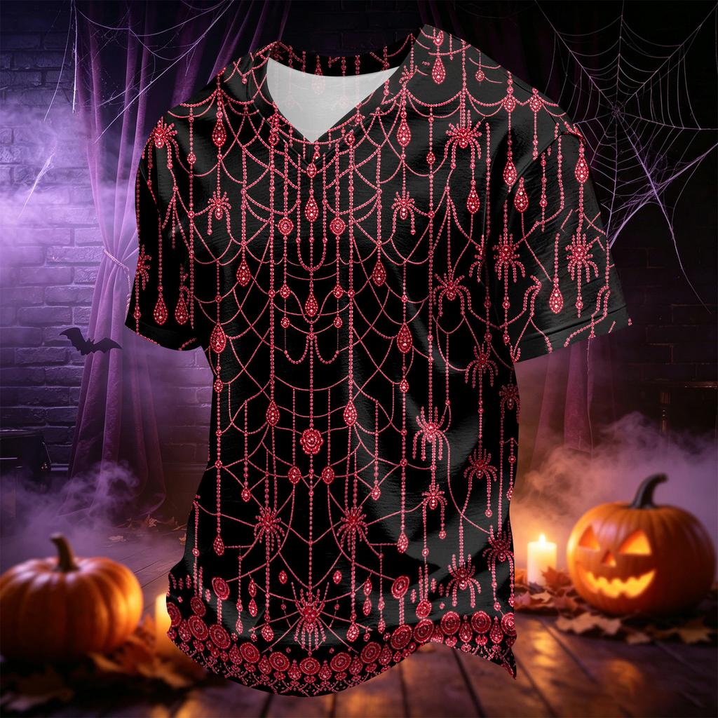 Men's V-Neck Halloween Printed T-Shirt Casual Top