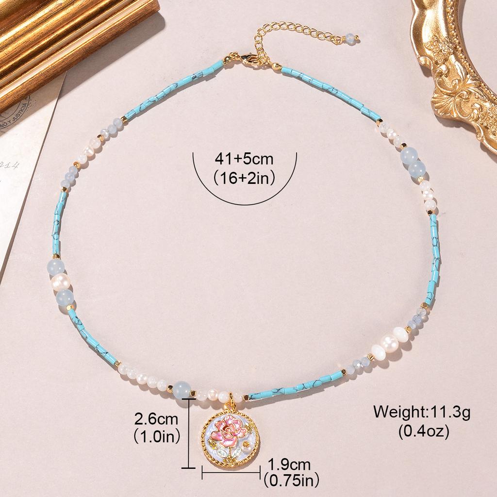 New Chinese Flower Necklace Monet Garden Oil Painting Series Niche High-end Pearl Baroque Necklace Women