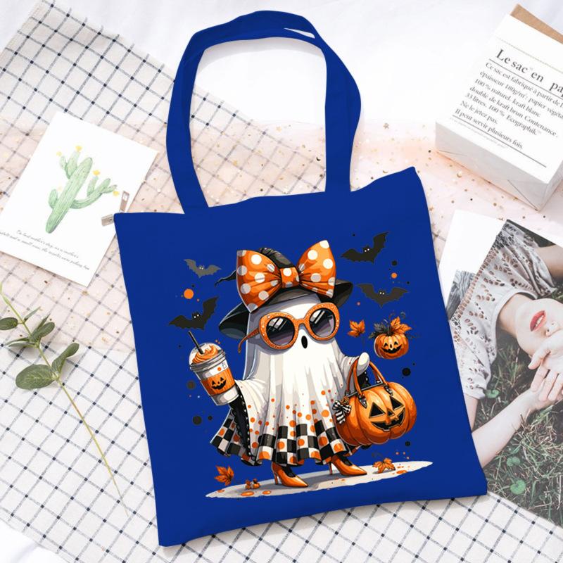 Halloween Printed Shoulder Bag Female Large Capacity Student Canvas Bag Tutoring Shopping Bag