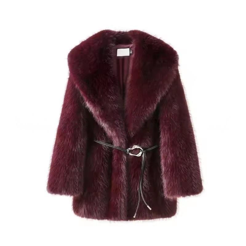 Jenny Phil manufacturer European and American autumn and winter new imitation fox fur medium and long women's coat