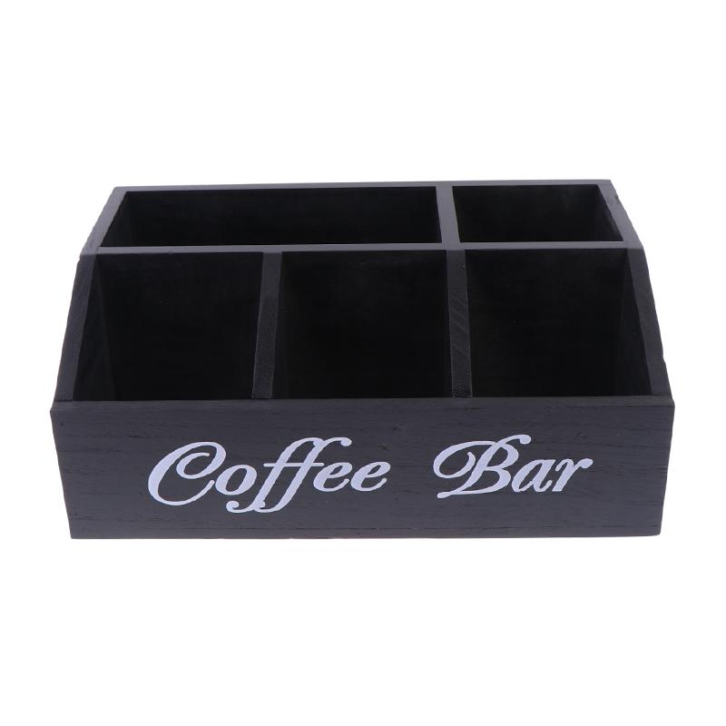 Eine Boutique-Kaffeeaufbewahrungsbox | Klassischer mehrzweckiger Holzorganisator für Kaffeezubehör, Regalkörbe