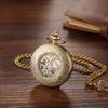 Antique Mechanical Automatic Pocket Watch, Silver: Skeleton Roman Numerals, Analog, Retro Pendant Watch with Gold Chain - Perfect Gift for Birthdays,