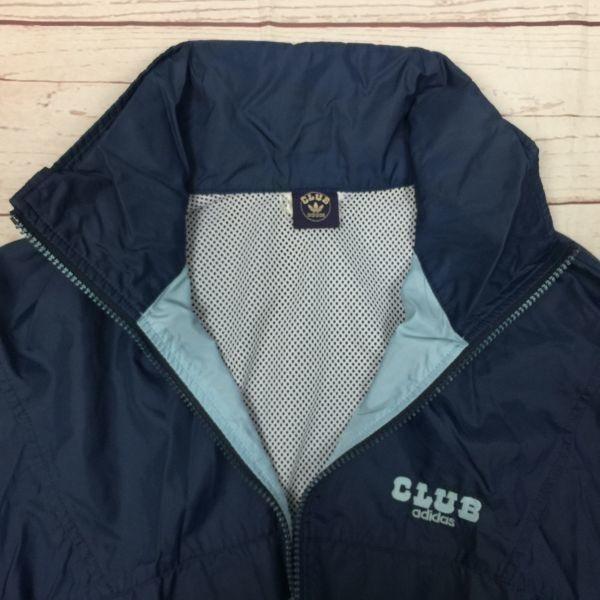 80s Vintage CLUB Adidas Packable Hood Full Zip Nylon Jacket M Blue Light Blue Shaka Jersey Blouson Outerwear Descente Made(USED)