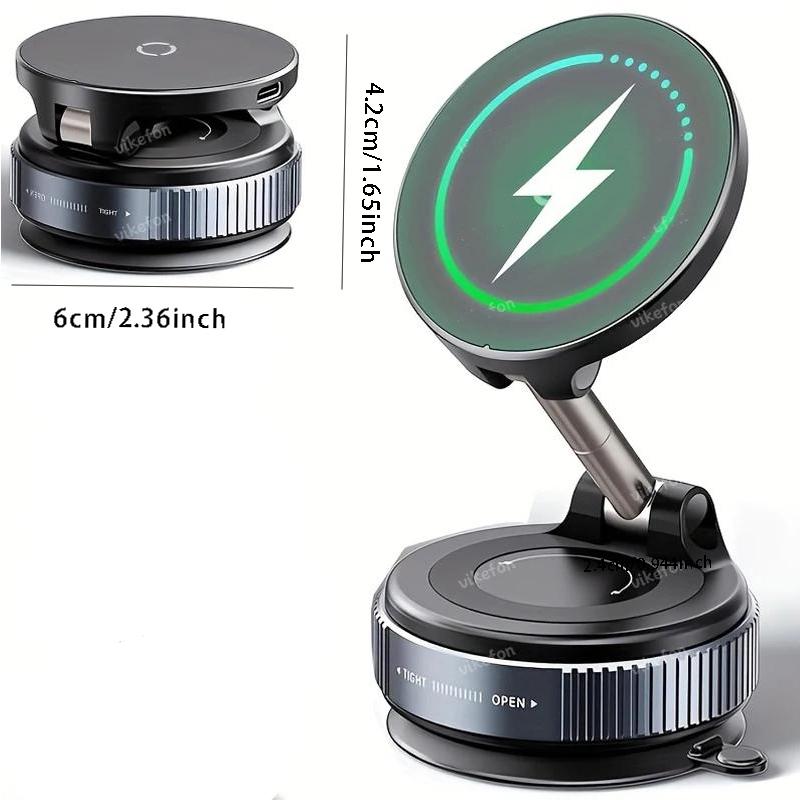 Car Phone Holder 360° Rotating  Foldable Vacuum Magnetic Mount Fast Charging Station for iPhone 17 16 15 14 13 12 Samsung