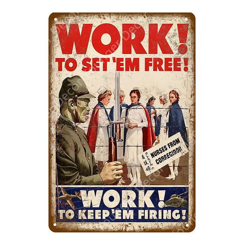 World War Metal Signs Russian Military Political Poster Vintage Wall Decorative Plaque For Pub Bar Club Home Decor YJ039