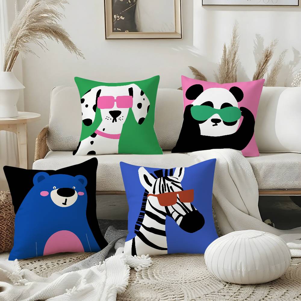 Pillow Case Cartoon Cute Animal Cute Office Sofa Dorm Chair Back Short Plush Double-Sided Printing Home Cushion Cover