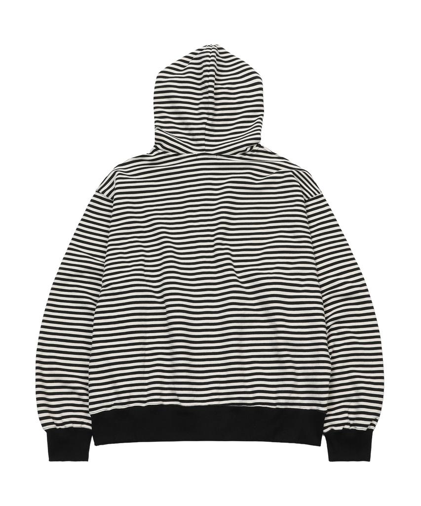 S'Est Stripe Logo Hoodie Zip Up Black