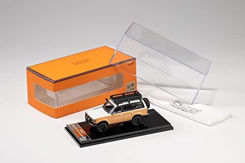 Gaincorp Products 1/64 Scale Toyota Land Cruiser LC80 Off-Road Version LHD White/Brown Finished Model KS-014-119