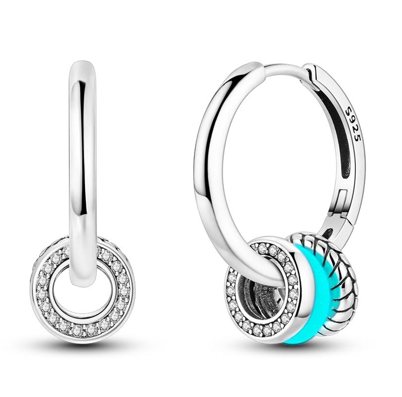 Zircon Earrings 925 Sterling copper Zircon Hoop Ear Studs Sparkling Pave Earring LOVE Wedding Gift For Women Anniversary