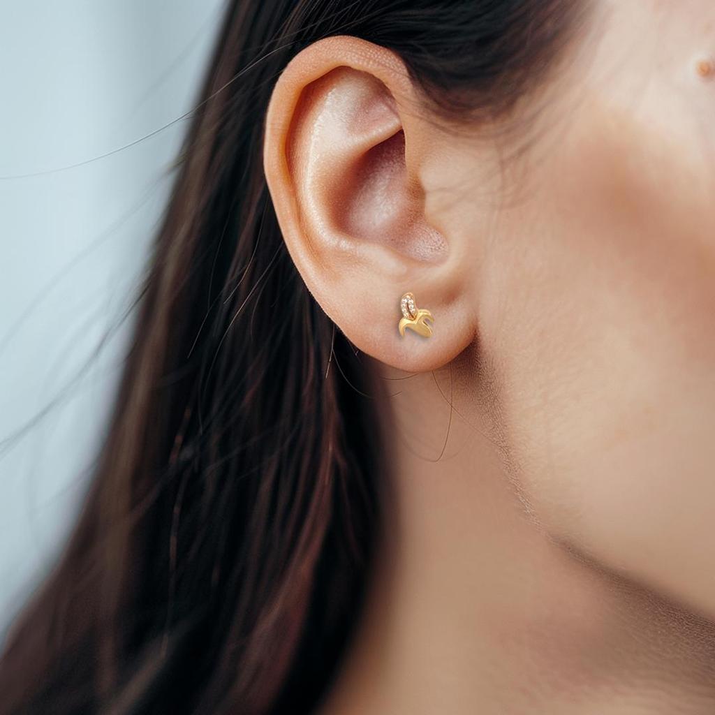 zakkaism Złote kolczyki w kształcie banana - ręcznie robione, solidne srebro próby 925 ze złoconą biżuterią na prezent dla kobiet