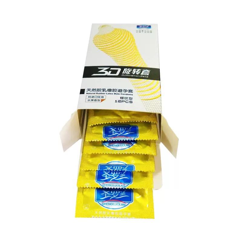 G-Punkt-Kondom mit 3D-Drehgewinde für Männer aus Naturlatex, Penishülle, Fruchtgeschmack, Sexprodukte