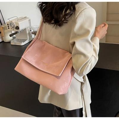 Bolsas de ombro femininas de PU com linha de costura, cor sólida, bolsas de deslocamento para mulheres, simplicidade de alta qualidade
