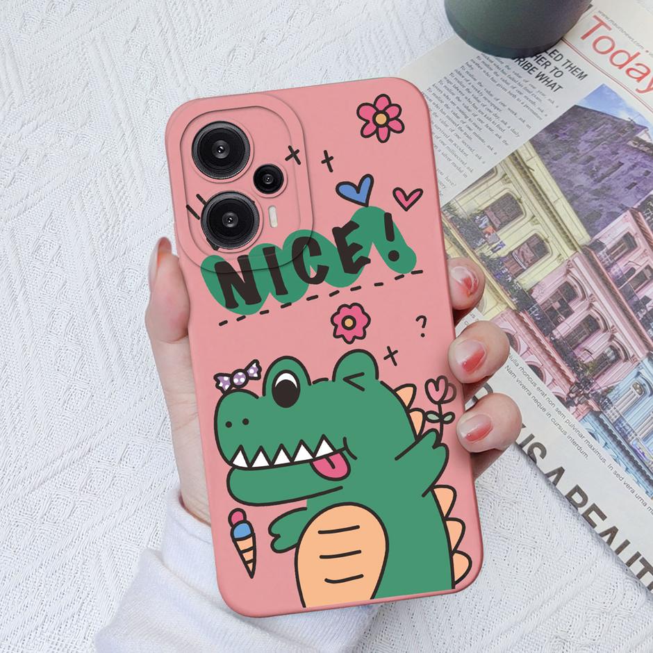 Case For Redmi Note 12 Turbo Poco F5 5G Lovely Dinosaur Silicone Pattern Phone Cover For Note12 Turbo PocoF5 Hot Grateful Funda
