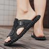 Summer Cow Leather Mens Sandals Leather Beach Shoes Men Outdoor Lightweight Casual Shoes Fashion Soft Flats Shoes Men Flip Flops