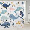 Cartoon Bathing Animal Print Shower Curtain Cute Cats Whale Unicorn Hand-Painted Graffiti Kid Child Bathroom Decor Bath Curtain
