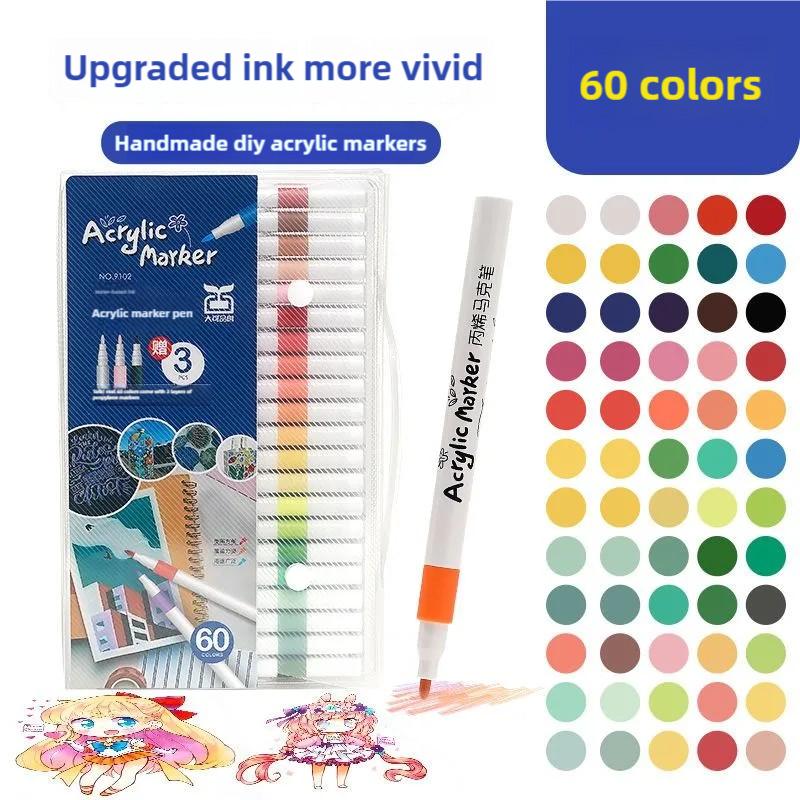 Quick Dry Acrylic Paint Pens Waterproof Fine Tip for Canvas Wood Glass DIY Art Drawing Ergonomic Design for Adults Students Gif