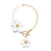 Elegant and Simple Colored Multi Petal Flower Alloy Ankle Chain, Flat Snake Bone Chain, Adjustable OT Buckle Ankle Chain