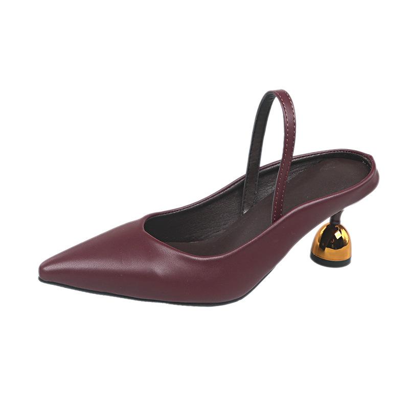 French high-end temperament sandals 22 beautiful new one-word bag head with skirt high-heeled single shoes