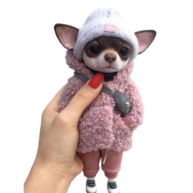 Niedliches Tier Mogwai Handgemachte Welpenpuppen Von Valentina Gekova Chihuahua SharPei Hund Statue Heimdeko Figur Zubehör