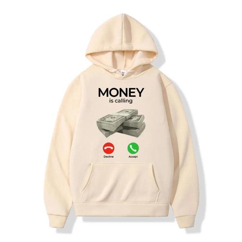 Autumn Winter Man Hoodies Money Is Calling Cash Print Hoodie Men Women Sweatshirt Print Unisex Streetwear Tops Clothes