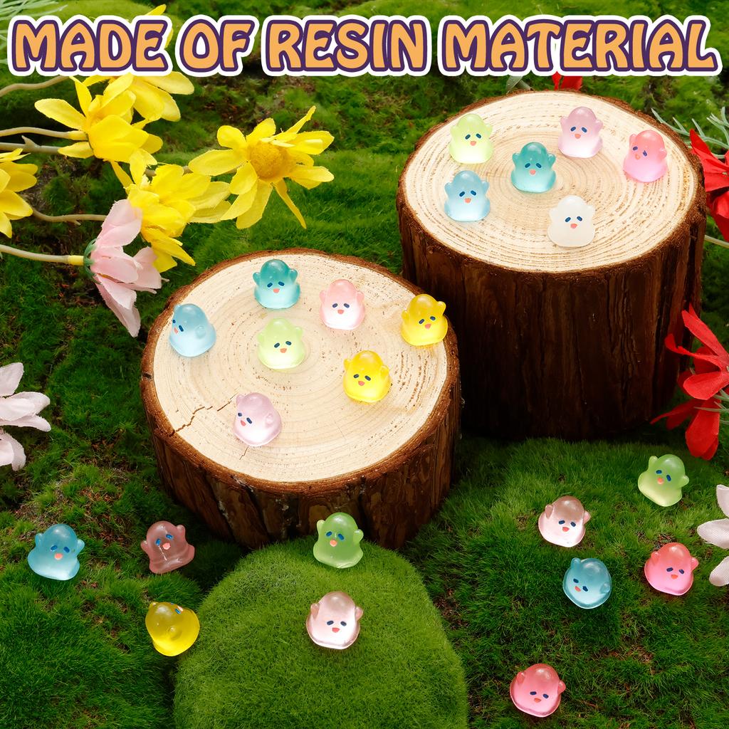 50/100Pcs Luminous Mini Resin Ghost Figurine Glow in The Dinosaur Fish Tank Decor DIY Garden Halloween Christmas Ornaments