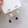 Fashion Beautiful Triangle Pearl Dangle Earrings  New Designer Pendientes Jewelry Wholesale