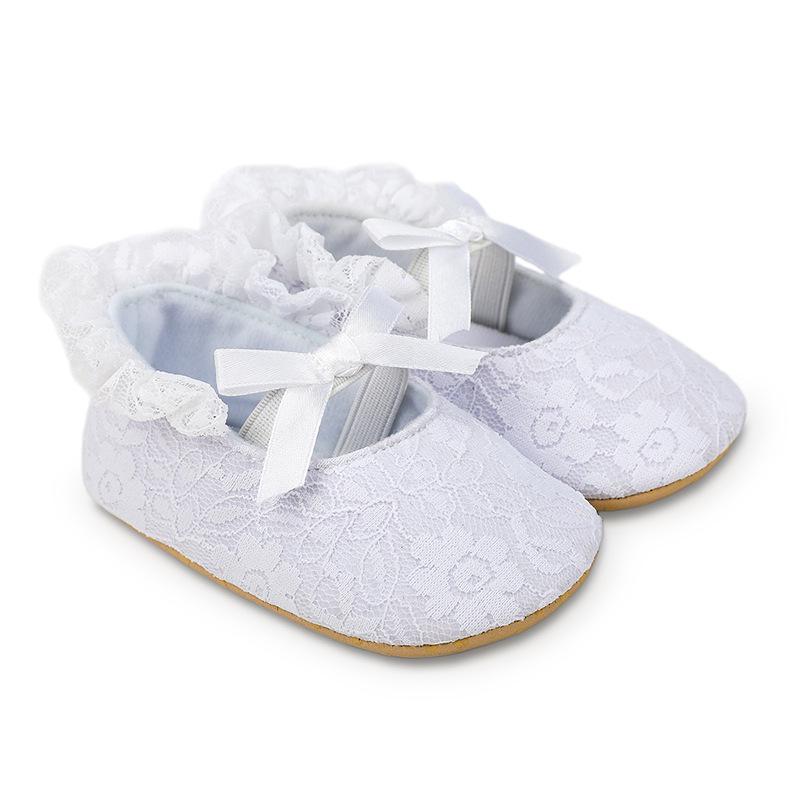 Spring and Autumn Non-slip Embroidered White Princess Shoes for 0-1 Year Old Baby Girls