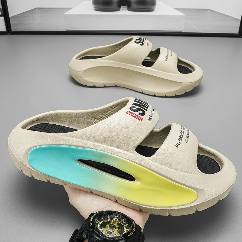 

Men s slippers fashion step on shit slippers for men Home sandals Thick Bottom Soft EVA Women s sandals summer 2024 Beach Shoes 36-37(24CM)
