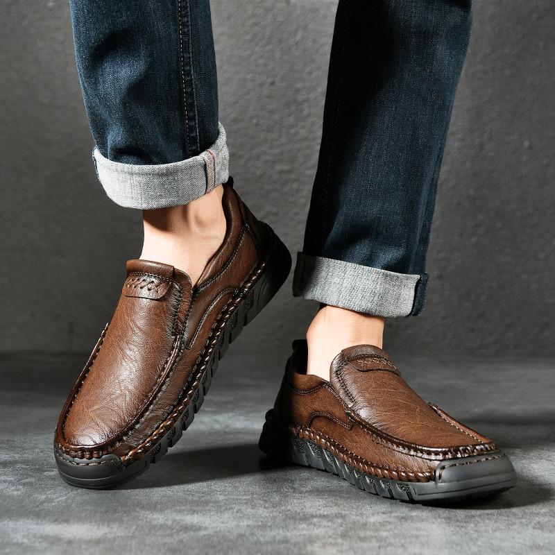 38-46 HOHO FAIR Spring/Fall Outdoor Leather Shoes Mens Car Driving Shoes Leather Large Size Ankle Boots Casual Shoes