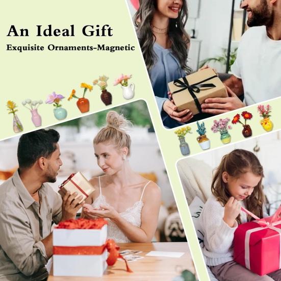 5/7/8Pcs Mini Ceramic Vase Refrigerator Magnet Home Office Kitchen Locker Fridge 3D Miniature Flower Vase Pot Magnetic Decoration Ornament