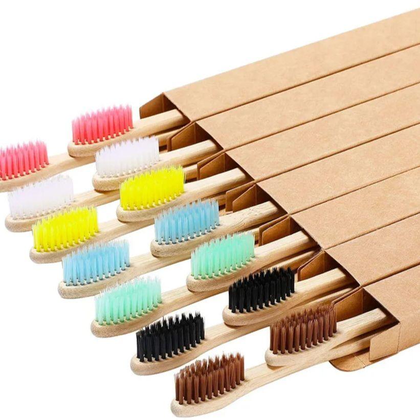

10 Counts Bamboo Toothbrushes BPA Free Soft Bristles Travel Toothbrush Natural Charcoal Toothbrush