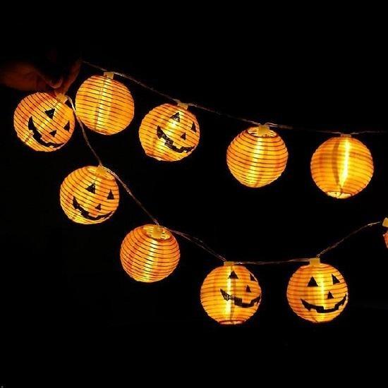 Led Paper Pumpkin Lantern Spider Bat Hanging Light Lamp Halloween Decor Party