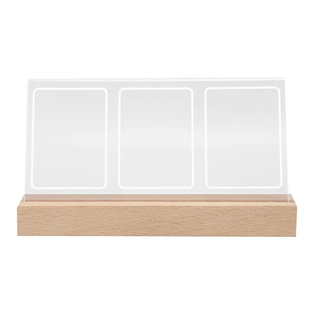 Clear Acrylic LED Light Photo Frame Wooden Base Tabletop Photo Display Rack Photo Holder  Table Top