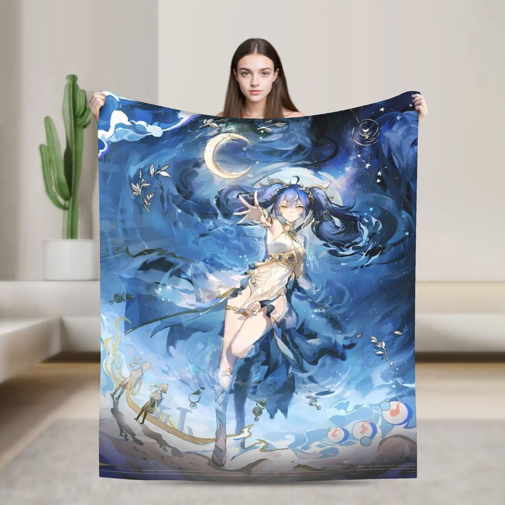 Warm Soft Blankets Camping Iuno Wuthering Waves Game Throw Blanket  Flannel Bedspread For Bedroom Fluffy Sofa Bed Cover