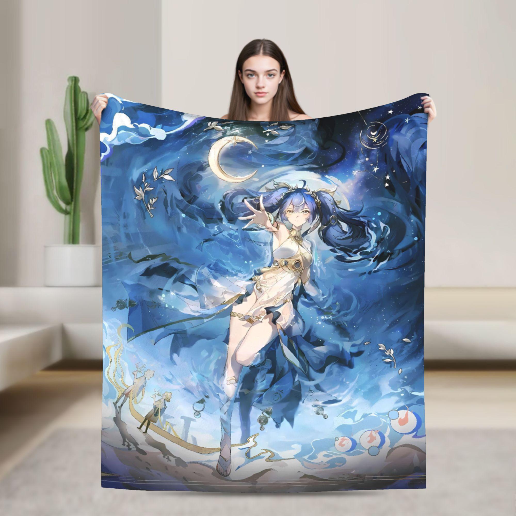 Soft Warm Blankets Travel Iuno Wuthering Waves Game Throw Blanket  Flannel Bedspread For Living Room Novelty Sofa Bed Cover 75X95CM