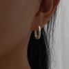 My Omelet [92.5 Silver] Ellipse Flat One-Touch Earrings