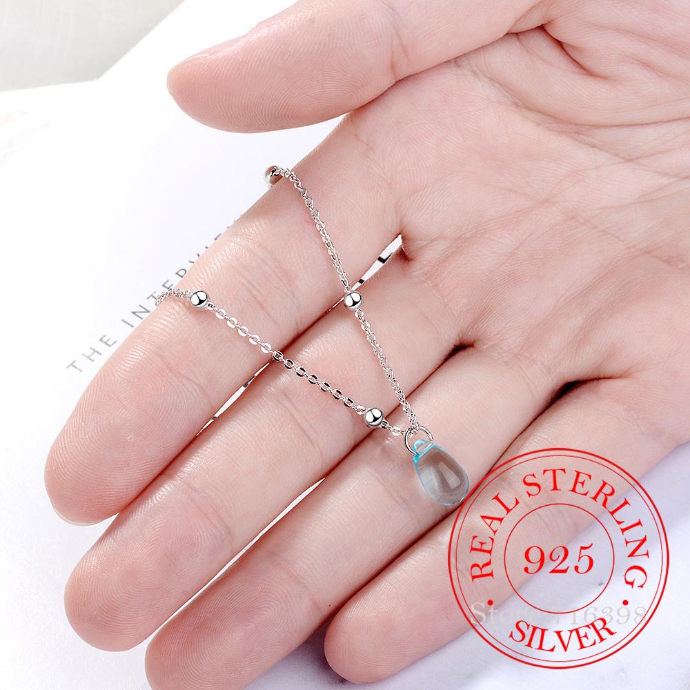 Fashion 925 Sterling Silver Blue Crystal Charm Bracelets For Women Gift Femme Prevent Allergy Sterling-silver-jewelry
