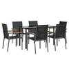 7 Piece Outdoor Dining Set Black Textilene and Steel