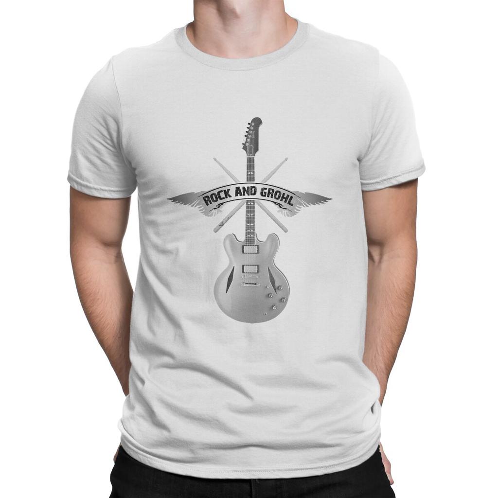 Humor Guitar T-Shirt for Men Round Collar Cotton T Shirts Foo Band Fighters Short Sleeve Tee Shirt Printed Tops