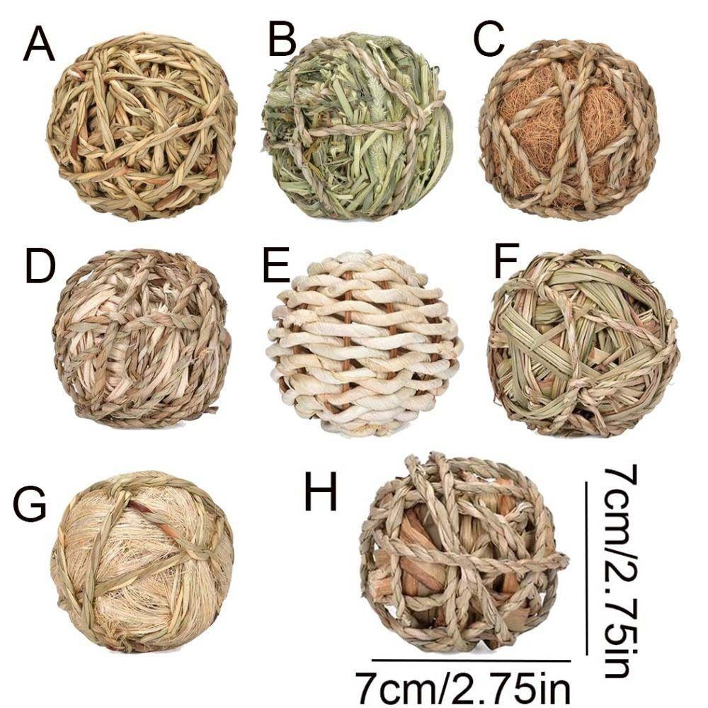 7CM Chewing Braided Ball Guinea Pig Rabbit Hamster Chew Toy Natural Grass Ball Pet Interactive Toy