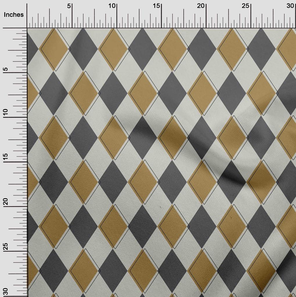 oneOone Cotton Flex Brown Fabric Argyle Fabric For Sewing Printed Craft Fabric By The Yard 40 Inch